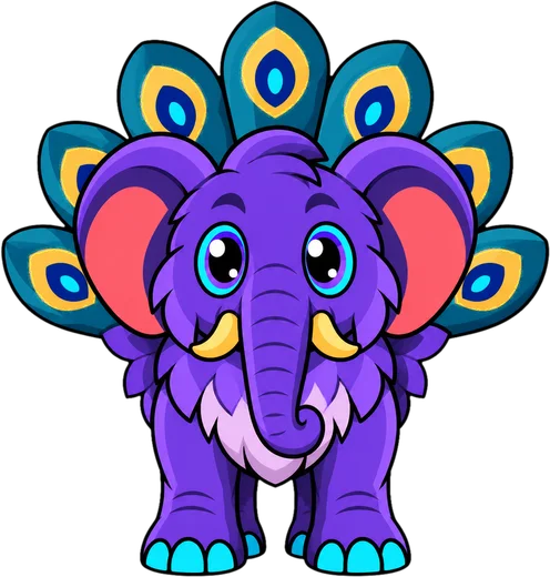 Fanphant, an elephant and peacock creature